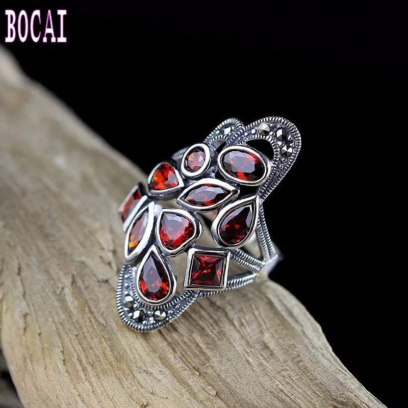 BOCAI real S925 sterling silver jewelry exquisite with shape inlay Garnet ring for Women fashion lady ring woman silver ring
BOCAI real S925 sterling silver jewelry exquisite with shape inlay Garnet ring for Women fashion lady ring woman silver ring