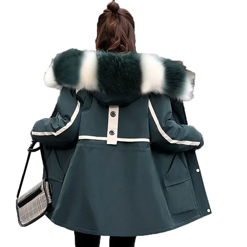 Female Overcoat Parka Winter Mid Long Down Cotton Women Windbreakers Jacket Big Fur Collar Loose Waist Thick Padded Ladies Coats
Female Overcoat Parka Winter Mid Long Down Cotton Women Windbreakers Jacket Big Fur Collar Loose Waist Thick Padded Ladies Coats