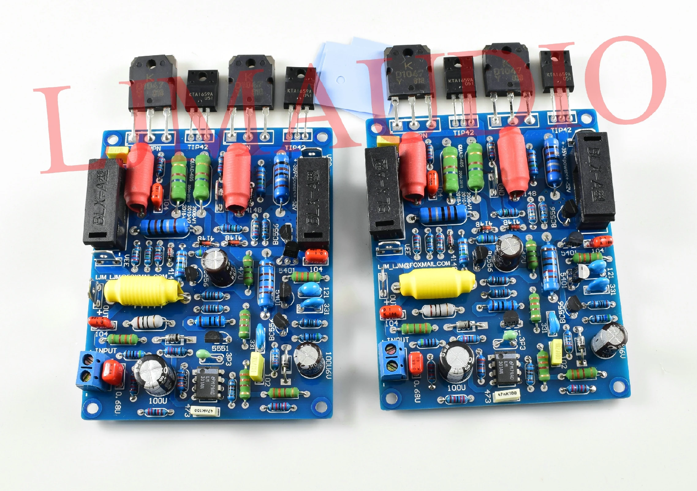 2PCS 2-channel QUAD405 100W + 100w audio power amplifier board DIY kit assembly board
2PCS 2-channel QUAD405 100W + 100w audio power amplifier board DIY kit assembly board