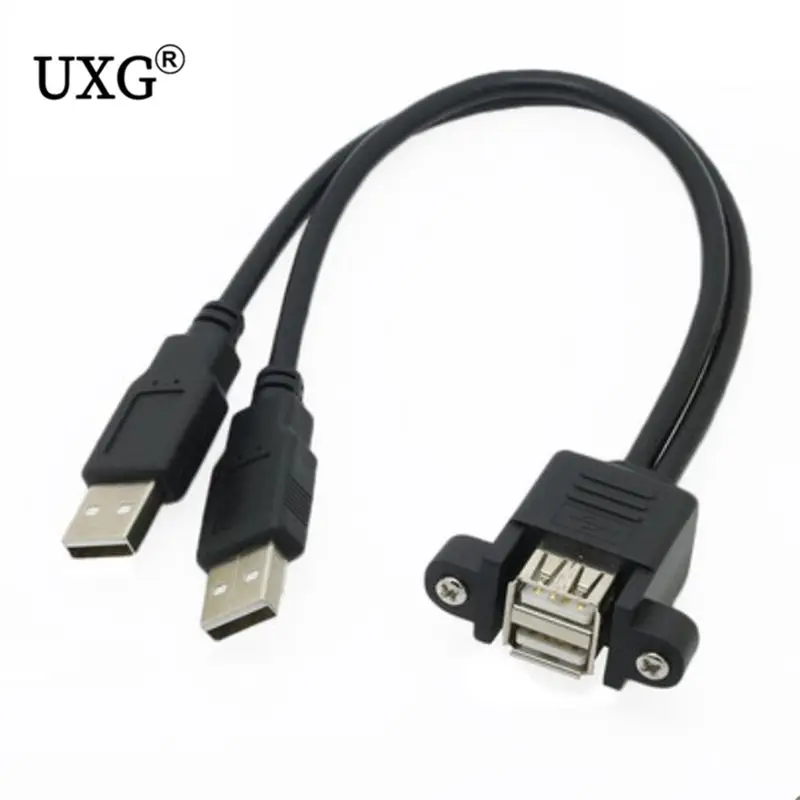Dual Port USB 2.0 A Male to Female M/F Extension Screw Lock Panel Mount Cable 50cm 30cm 100cm
Dual Port USB 2.0 A Male to Female M/F Extension Screw Lock Panel Mount Cable 50cm 30cm 100cm