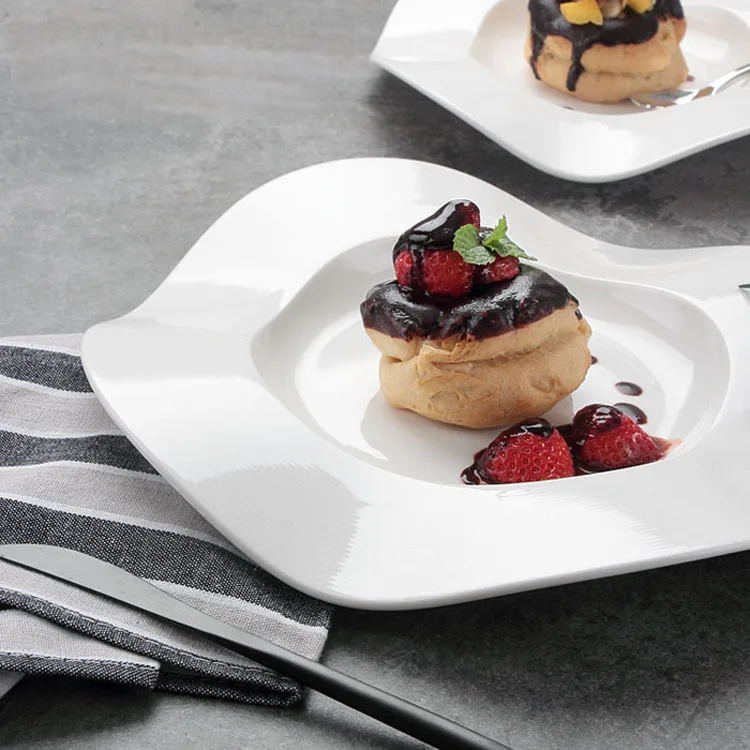 French dessert plate, exquisite dishes, molecular dishes, steak dishes, snacks, special-shaped ceramic creative dessert plates
French dessert plate, exquisite dishes, molecular dishes, steak dishes, snacks, special-shaped ceramic creative dessert plates