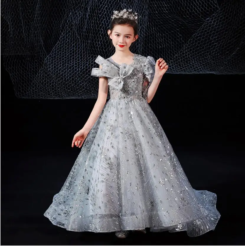 Princess Flower Girl Dresses For Wedding Gray Lace Sequin luxury First Communion Gowns Party Pageant Evening Dress Long Vestidos
Princess Flower Girl Dresses For Wedding Gray Lace Sequin luxury First Communion Gowns Party Pageant Evening Dress Long Vestidos