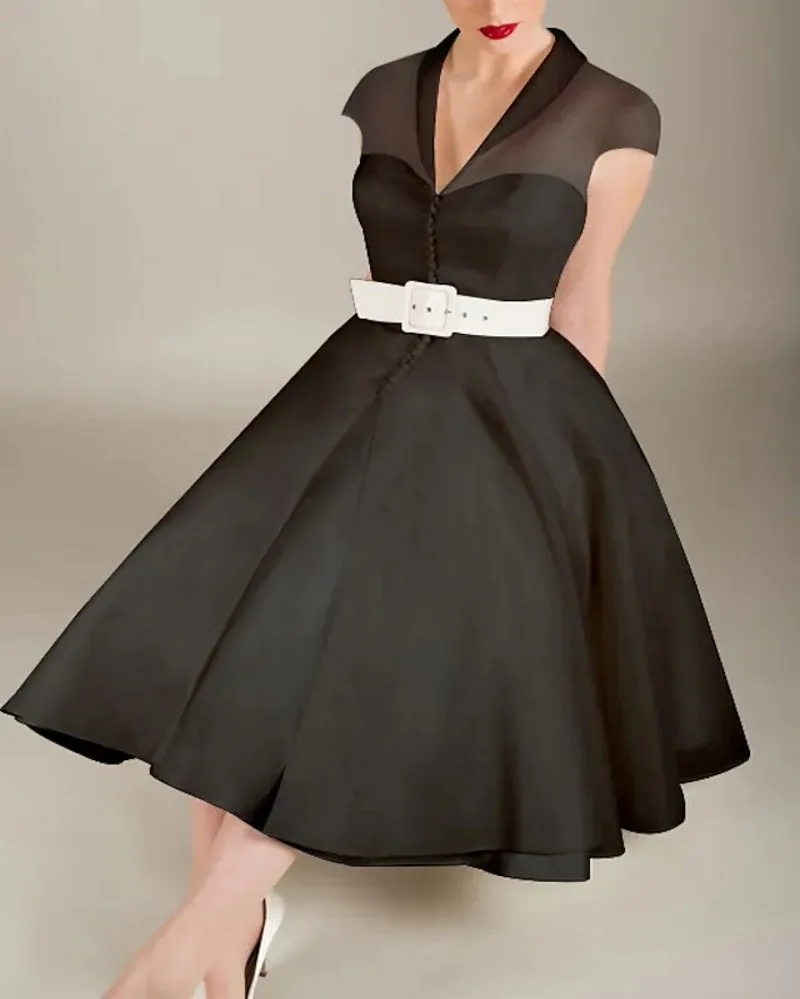 Elegant Black Knee Length Evening Party Dress 2022 V Neck Cap Sleeves Organza Formal Prom Gowns Vestidos De Longo
Elegant Black Knee Length Evening Party Dress 2022 V Neck Cap Sleeves Organza Formal Prom Gowns Vestidos De Longo