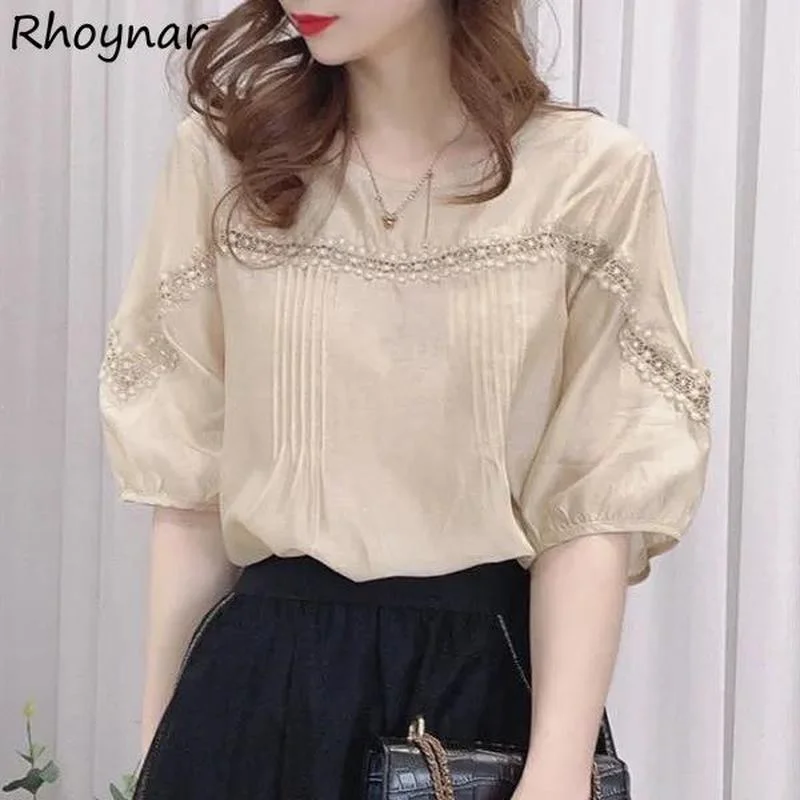 Blouses Women Solid Lace O-neck Office Lady All-match Summer Breathable Elegant Design Holiday Half-sleeve Clothing Tops Ins New
Blouses Women Solid Lace O-neck Office Lady All-match Summer Breathable Elegant Design Holiday Half-sleeve Clothing Tops Ins New
