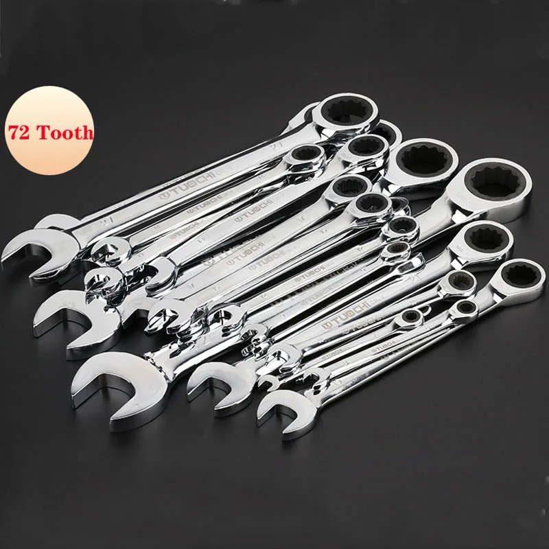 Double Head Ratchet Wrench CR-V 72 Tooth Reversible Ratchet Combination Metric Wrench Tooth Gear Ring Torque and Socket Wrench
Double Head Ratchet Wrench CR-V 72 Tooth Reversible Ratchet Combination Metric Wrench Tooth Gear Ring Torque and Socket Wrench