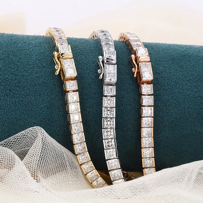 Customized Tennis Bracelet 14k Rose Gold 3x3mm Princess Cut Moissanite Stone Bracelet
Customized Tennis Bracelet 14k Rose Gold 3x3mm Princess Cut Moissanite Stone Bracelet
