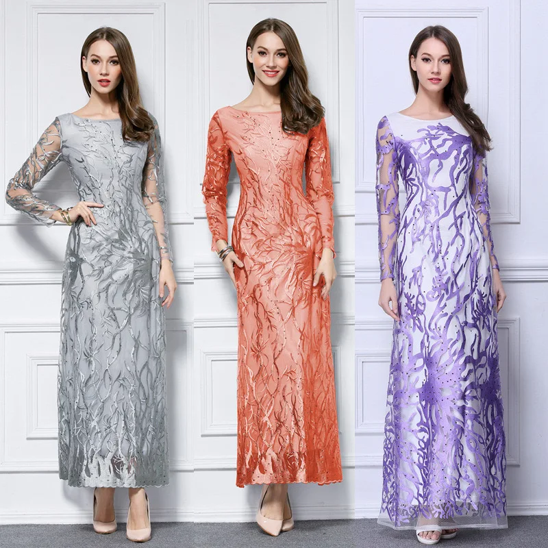 Prom dress Embroidery with Floral Print Illusion O-neck of A-line Full sleeve Elegant bridesmaid dress
Prom dress Embroidery with Floral Print Illusion O-neck of A-line Full sleeve Elegant bridesmaid dress