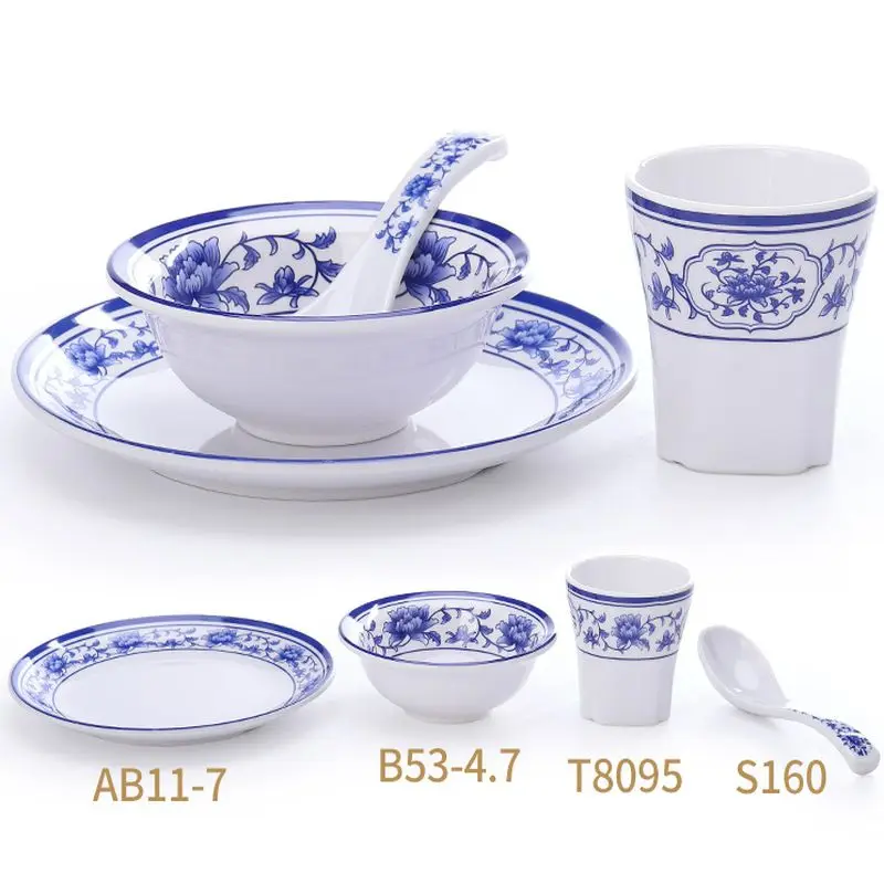A5 Melamine Tableware Plate Bowl Cup Spoon Blue and White Porcelain Dinner Sets Jingdezhen Bone China Dinnerware Sets
A5 Melamine Tableware Plate Bowl Cup Spoon Blue and White Porcelain Dinner Sets Jingdezhen Bone China Dinnerware Sets