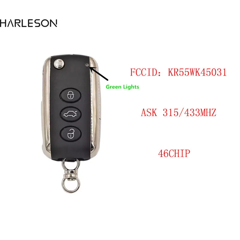 Smart Keyless Go 3/3+1 Button Remote Key ASK 315/433Mhz ID46 chip for Bentley Continental GT GTC Flying Spur FCC KR55WK45031
Smart Keyless Go 3/3+1 Button Remote Key ASK 315/433Mhz ID46 chip for Bentley Continental GT GTC Flying Spur FCC KR55WK45031