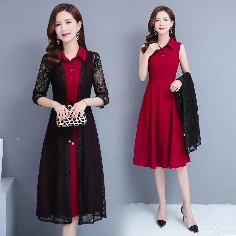 Suit Dress Sets Mother 2023 Summer New Temperament Chiffon Lace Shawl And Polo Collar Dresses Two Piece Sets Women Elegant
Suit Dress Sets Mother 2023 Summer New Temperament Chiffon Lace Shawl And Polo Collar Dresses Two Piece Sets Women Elegant