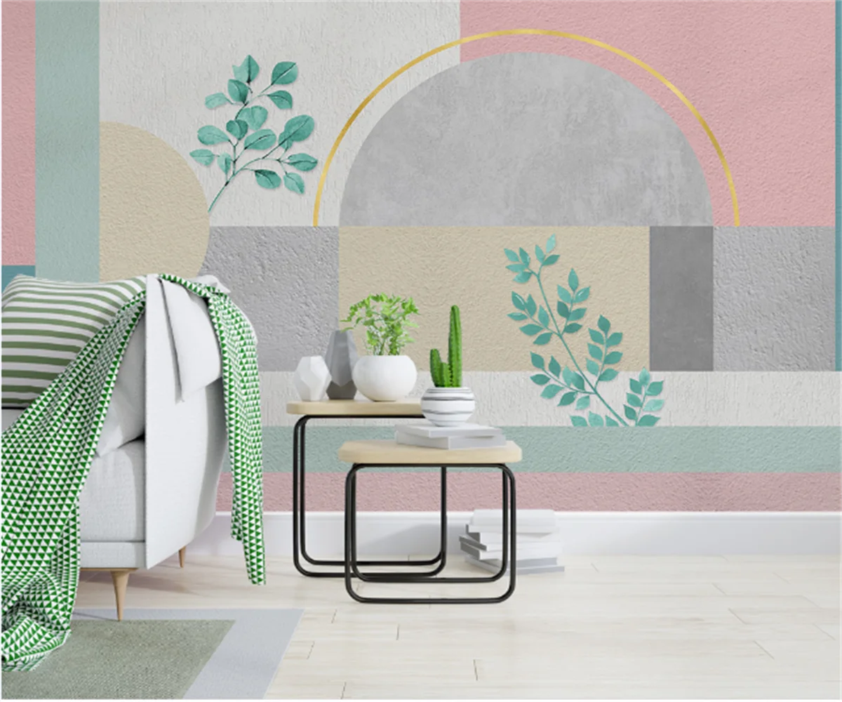 Custom 3D wallpaper wall stickers modern minimalist small fresh geometric pattern leaf background wall painting
Custom 3D wallpaper wall stickers modern minimalist small fresh geometric pattern leaf background wall painting