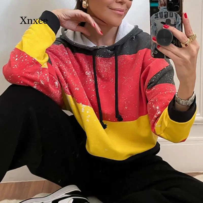 2021 Women's Fashion Patchwork Hooded Sweatshirt Loose Long Sleeve Pullover Harajuku Fall Thin Sweatshirt Top
2021 Women's Fashion Patchwork Hooded Sweatshirt Loose Long Sleeve Pullover Harajuku Fall Thin Sweatshirt Top