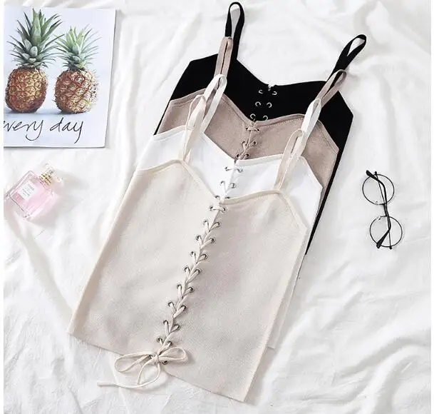 2022 Drawstring Crop Top Female Camis V-neck Vest White Stretchy Tank Tops Femme Club Sexy Knitting Skinny Tank Tops Women
2022 Drawstring Crop Top Female Camis V-neck Vest White Stretchy Tank Tops Femme Club Sexy Knitting Skinny Tank Tops Women