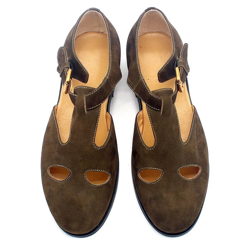 Scrub Brown Retro Unisex Cowhide Buckle Slip On Sandals Fashion High Street British Hollow Out Breathable Casual Shoes Plus Size 
Scrub Brown Retro Unisex Cowhide Buckle Slip On Sandals Fashion High Street British Hollow Out Breathable Casual Shoes Plus Size