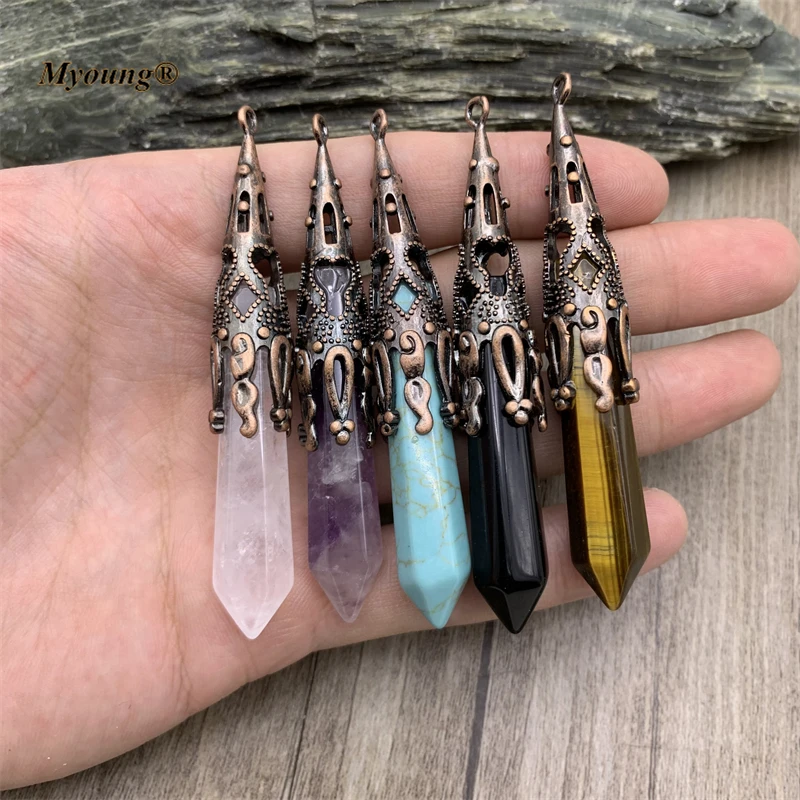 Bronze Plated Natural Gems Stone Amethysts Rose Quartzs Crystal Long Spike Vintage Necklace Pendants MY211024
Bronze Plated Natural Gems Stone Amethysts Rose Quartzs Crystal Long Spike Vintage Necklace Pendants MY211024