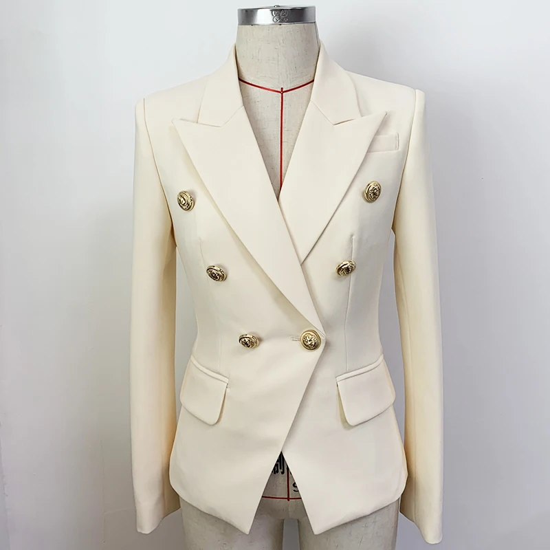 High Quality Newest Nice Designer Jacket Women's Classic Slim Fitting Lion Buttons Double Breasted Blazer Ivory
High Quality Newest Nice Designer Jacket Women's Classic Slim Fitting Lion Buttons Double Breasted Blazer Ivory