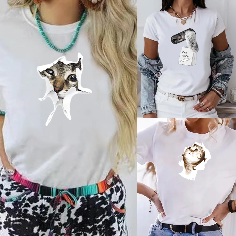 2022 Women Casual T-shirt Harajuku Fashion T-shirt Cat Print Loose O-neck Short Sleeve Tops Stretched Summer Home New Tee Shirt
2022 Women Casual T-shirt Harajuku Fashion T-shirt Cat Print Loose O-neck Short Sleeve Tops Stretched Summer Home New Tee Shirt