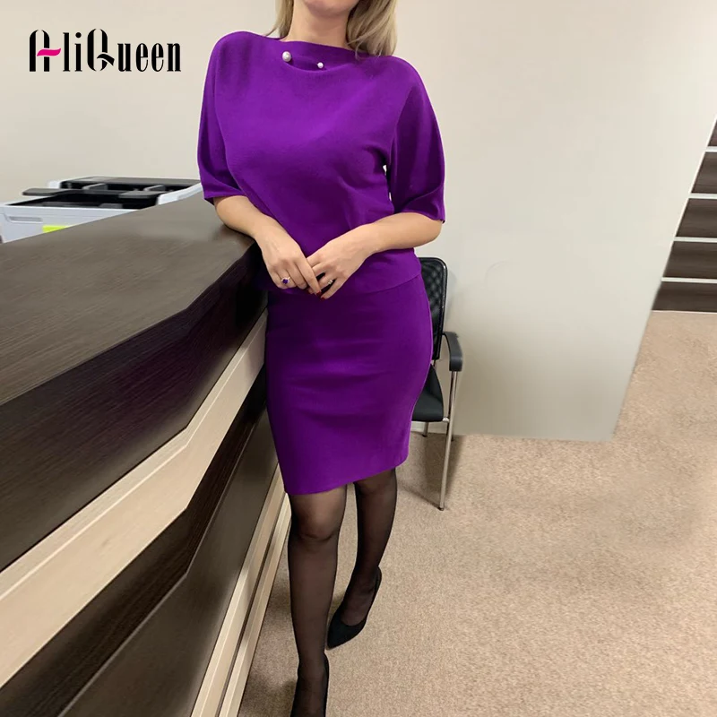 Autumn Women Knitted Suit Top+skirt Set Purple Black Female Knitwear 2 Pieces Set Women Suit Bodycon Skirt Suit Outfits
Autumn Women Knitted Suit Top+skirt Set Purple Black Female Knitwear 2 Pieces Set Women Suit Bodycon Skirt Suit Outfits