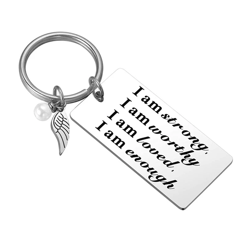 I Am Strong I Am Worthy I Am Loved I Am Enough Keychain Wings Pearl Charms Motivational Inspirational Faith Gift for Friend Son
I Am Strong I Am Worthy I Am Loved I Am Enough Keychain Wings Pearl Charms Motivational Inspirational Faith Gift for Friend Son