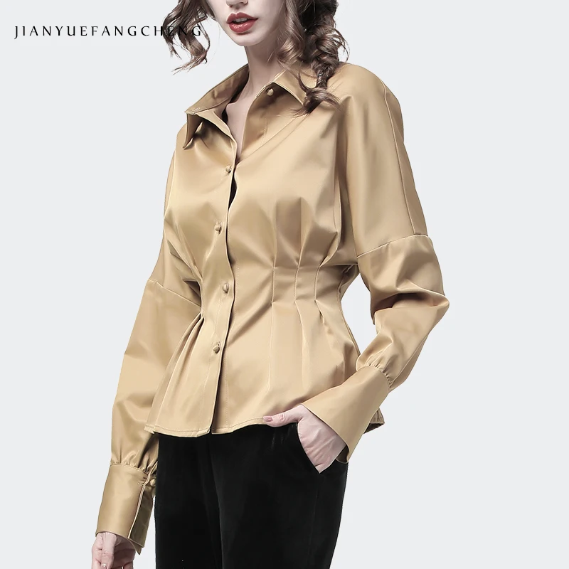 Elegant Office Ladies Khaki Long Sleeve Turn-down Shirt 2021 Autumn New Cinched Waist Tops Casual Short Fashion Work Wear Blouse
Elegant Office Ladies Khaki Long Sleeve Turn-down Shirt 2021 Autumn New Cinched Waist Tops Casual Short Fashion Work Wear Blouse