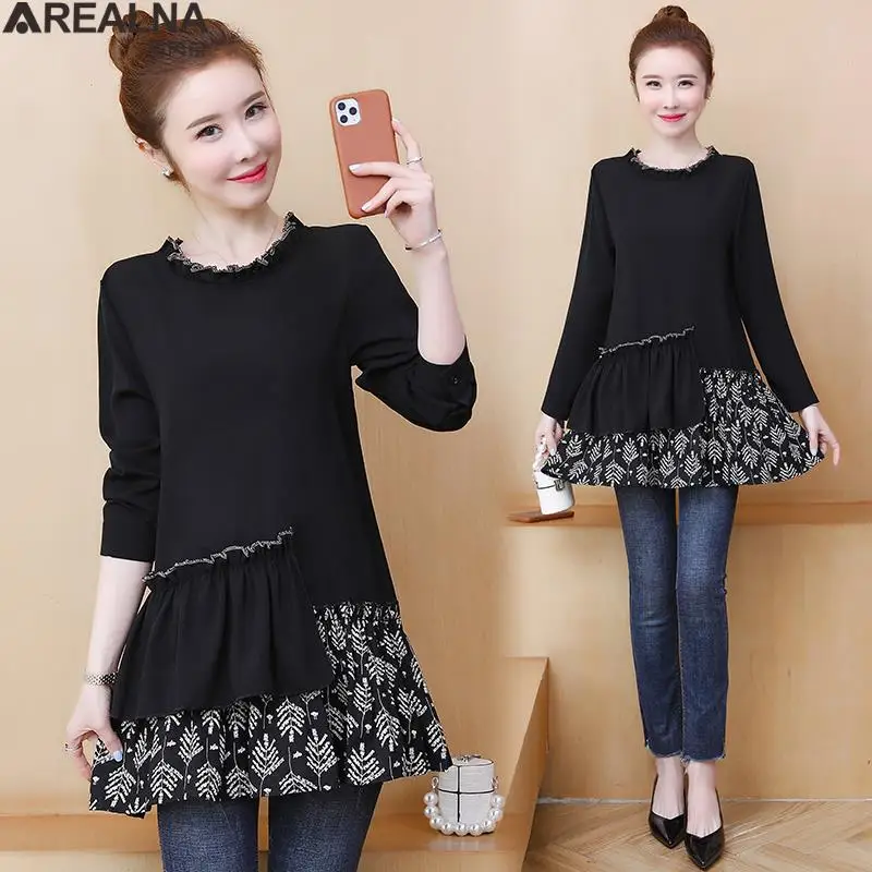 2022 new spring tshirt Casual Floral patchwork Folds O-Neck Tees vintage Loose T-Shirts Women Long Sleeve Oversized t shirt top
2022 new spring tshirt Casual Floral patchwork Folds O-Neck Tees vintage Loose T-Shirts Women Long Sleeve Oversized t shirt top