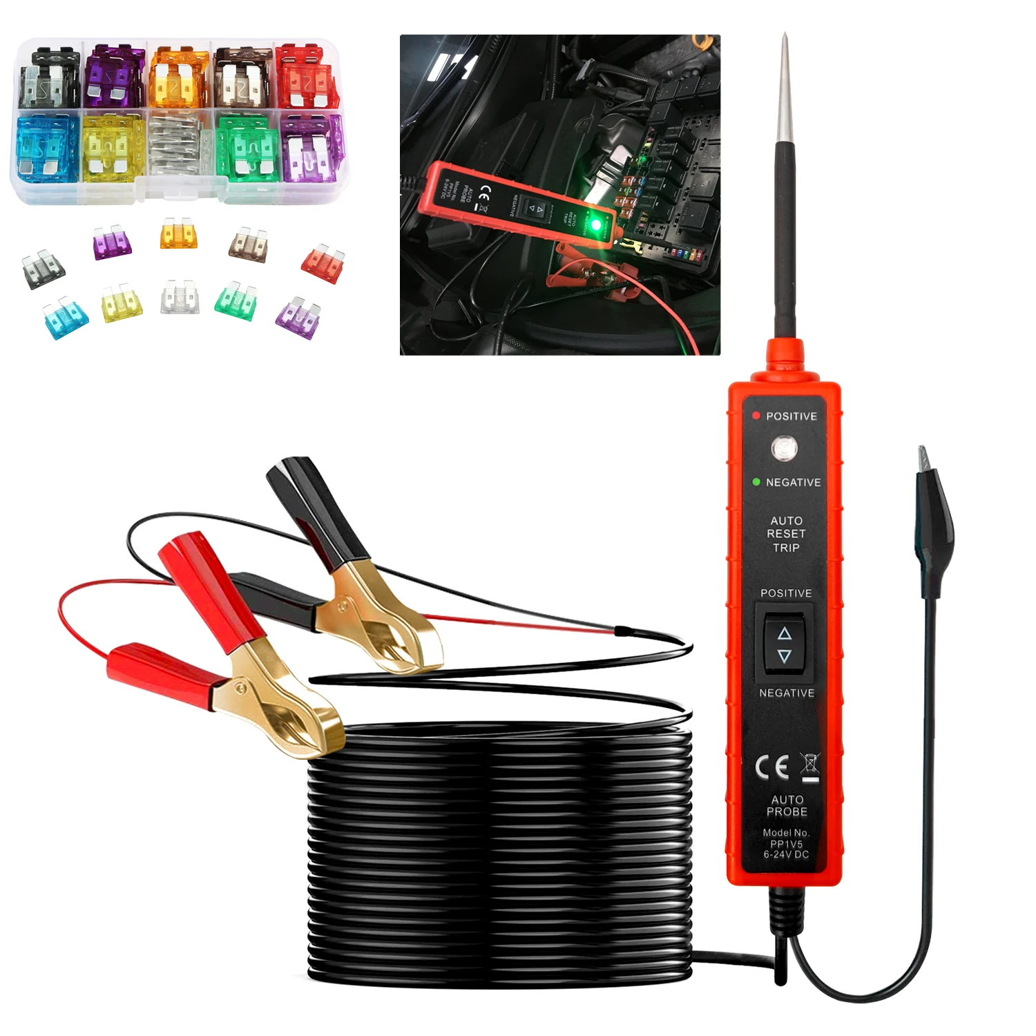 6-24V Electrical Circuit Tester Car Power Probe for Fuse Relay Circuit Tracker Truck Trailer Motorcycle Circuit Diagnostic Tool
6-24V Electrical Circuit Tester Car Power Probe for Fuse Relay Circuit Tracker Truck Trailer Motorcycle Circuit Diagnostic Tool
