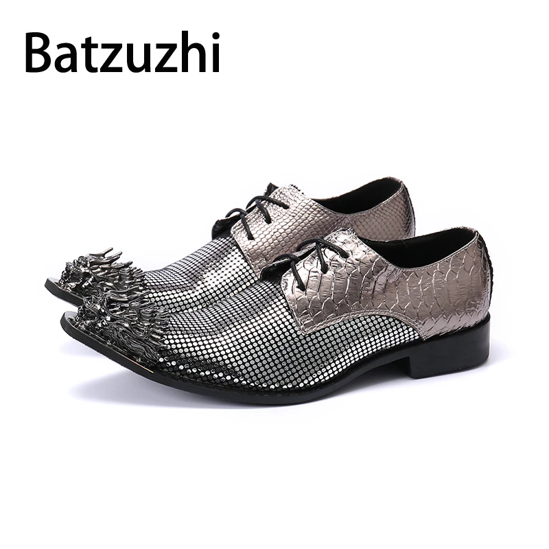 Batzuzhi Luxury Handmade Men's Shoes Pointed Metal Toe Formal Business Leather Shoes Men Lace-up Dress Shoes for Men Party!
Batzuzhi Luxury Handmade Men's Shoes Pointed Metal Toe Formal Business Leather Shoes Men Lace-up Dress Shoes for Men Party!
