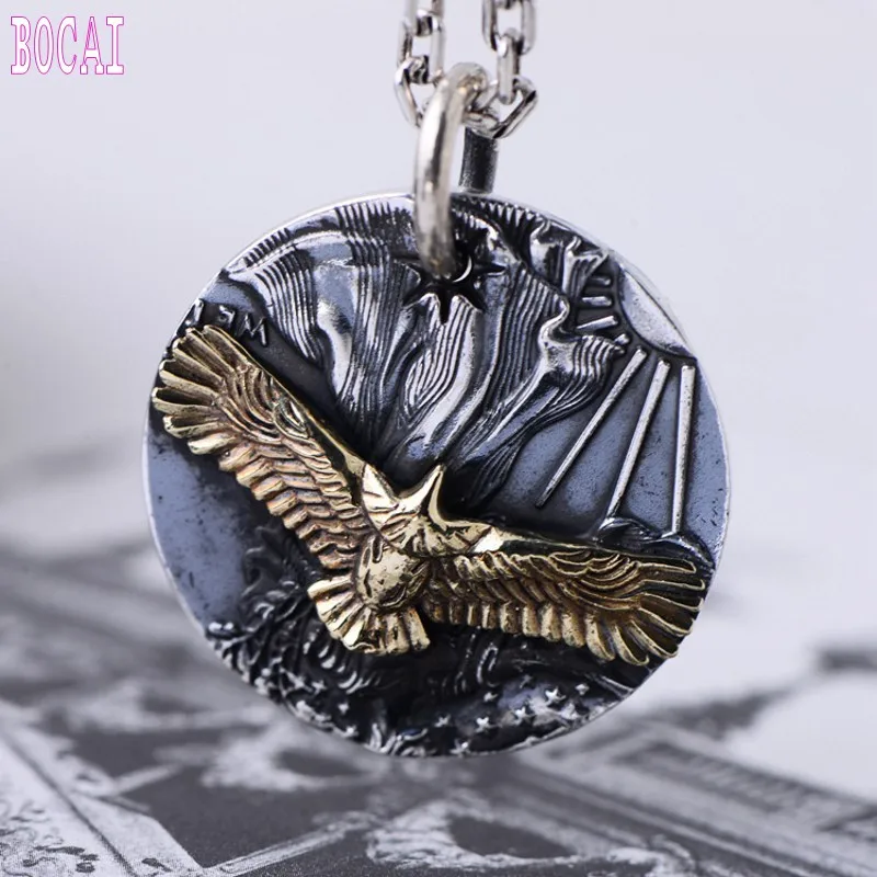 BOCAI New 999 Pure Silver Jewelry Accessories Antique Punk eagle pendant For Man personality ornaments
BOCAI New 999 Pure Silver Jewelry Accessories Antique Punk eagle pendant For Man personality ornaments
