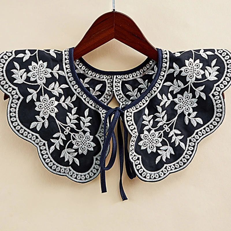 Embroidery Floral False Fake Collar Lace-Up Ribbon Big Shawl Necklace Capelet 649C
Embroidery Floral False Fake Collar Lace-Up Ribbon Big Shawl Necklace Capelet 649C