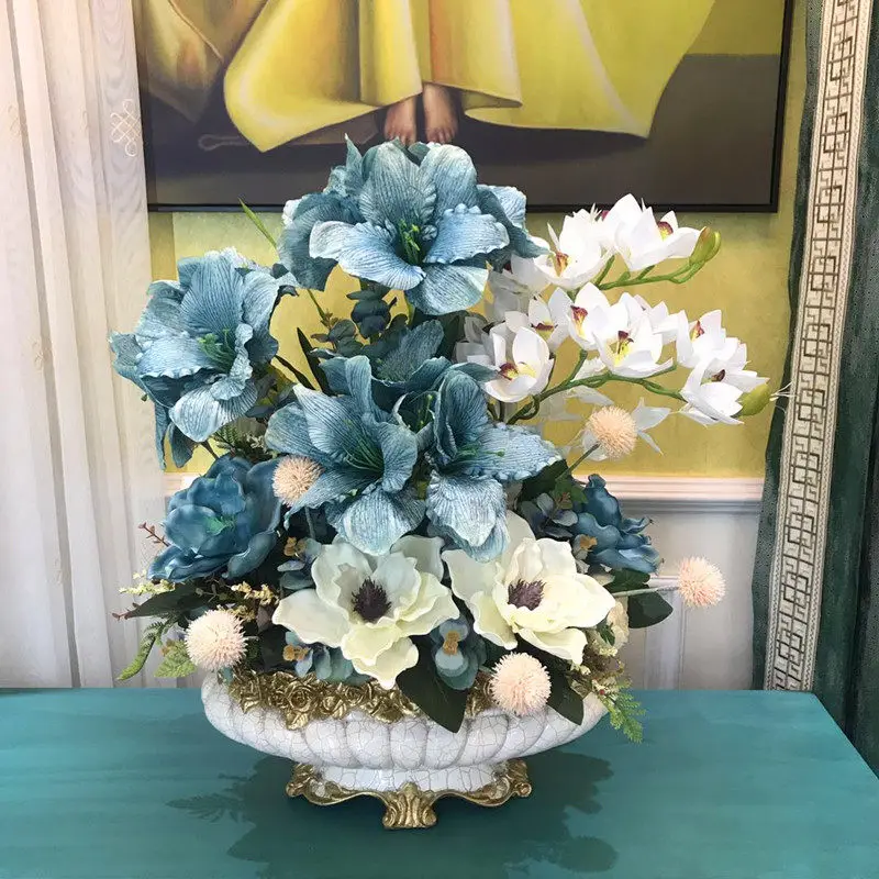 European Resin Vase+Artificial Flower Set Decor Home Livingroom Furnishings Crafts Porch Hotel Silk Fake Flowerpot Ornaments Art
European Resin Vase+Artificial Flower Set Decor Home Livingroom Furnishings Crafts Porch Hotel Silk Fake Flowerpot Ornaments Art