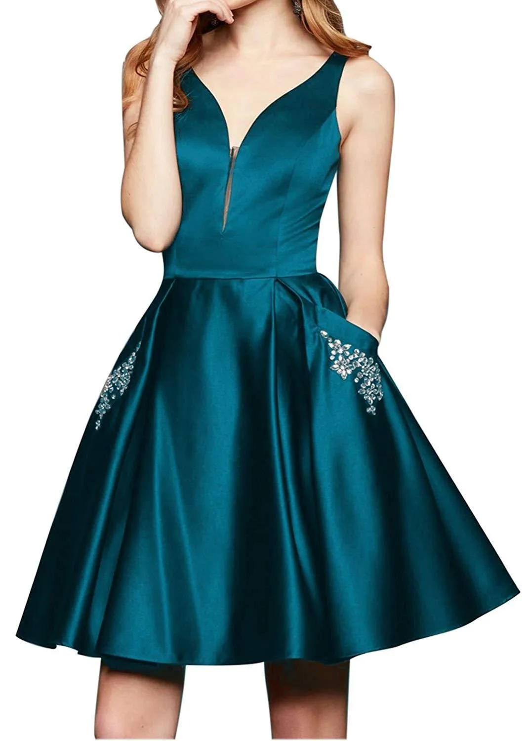Modest Beads V-Neck Arabic Prom Dresses 2021 With Pocket Satin African Knee Length Short Cocktail Graduation Party Club Wear
Modest Beads V-Neck Arabic Prom Dresses 2021 With Pocket Satin African Knee Length Short Cocktail Graduation Party Club Wear