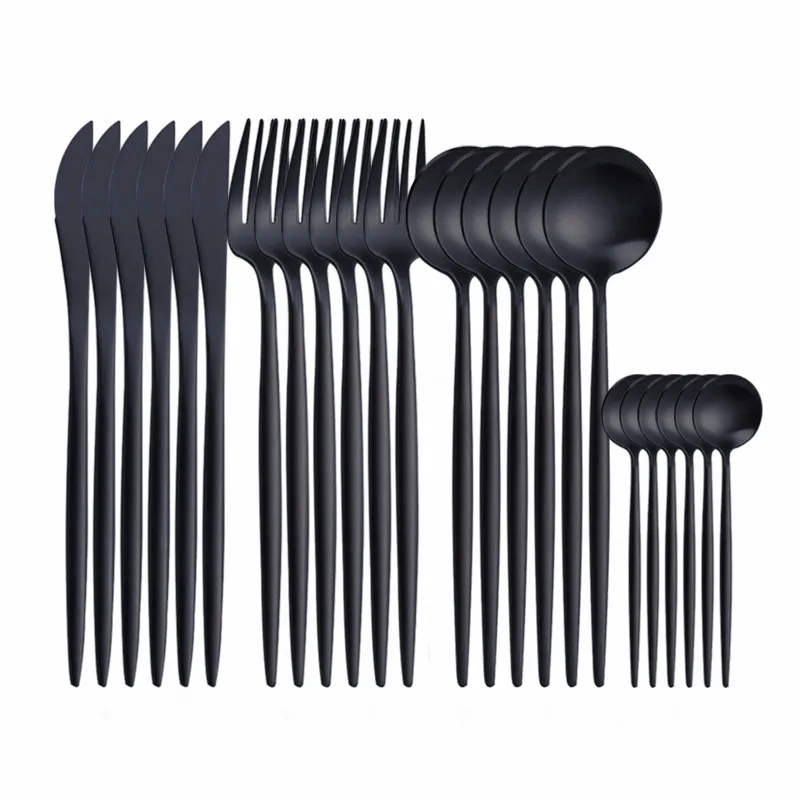 Stainless Steel Cutlery Set Forks Knives Spoons Black Tableware Set 24 Pcs Black Dinnerware Fork Spoon Knife Set Silverware
Stainless Steel Cutlery Set Forks Knives Spoons Black Tableware Set 24 Pcs Black Dinnerware Fork Spoon Knife Set Silverware