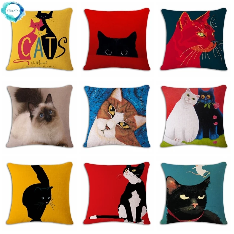 Red Black Cat Print Cotton Linen Cushion Cover Sofa Car Seat Family Home Decorative Throw Pillow Case 45X45CM Fundas De Cojin
Red Black Cat Print Cotton Linen Cushion Cover Sofa Car Seat Family Home Decorative Throw Pillow Case 45X45CM Fundas De Cojin
