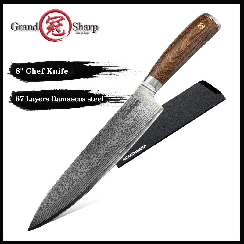 Нож шеф-повара Grandsharp из дамасской стали, 8 дюймов, 67 слоев, vg10, высокоуглеродистая рукоятка из дамасской стали
Нож шеф-повара Grandsharp из дамасской стали, 8 дюймов, 67 слоев, vg10, высокоуглеродистая рукоятка из дамасской стали