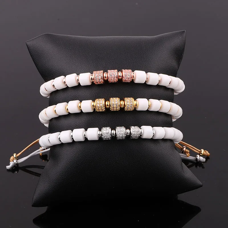New Fashion Jewelry Natural Stone White Beads CZ Pave Charm Macrame Bracelet Women Men
New Fashion Jewelry Natural Stone White Beads CZ Pave Charm Macrame Bracelet Women Men