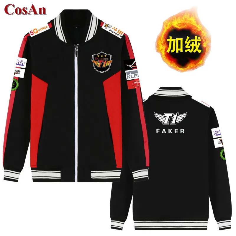 Hot Game LOL Cosplay Costume S10 Competition SKT Team Fashion Fleece Baseball Uniform Hoodie Unisex Autumn Winter Daily Waer
Hot Game LOL Cosplay Costume S10 Competition SKT Team Fashion Fleece Baseball Uniform Hoodie Unisex Autumn Winter Daily Waer