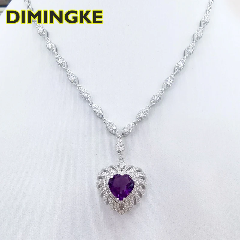 DIMINGKE Heart Shaped Natural Amethyst Pendant Necklace Woman 100%-S925 Silver Fine Jewelry Memorial Day Party Birthday Gift
DIMINGKE Heart Shaped Natural Amethyst Pendant Necklace Woman 100%-S925 Silver Fine Jewelry Memorial Day Party Birthday Gift