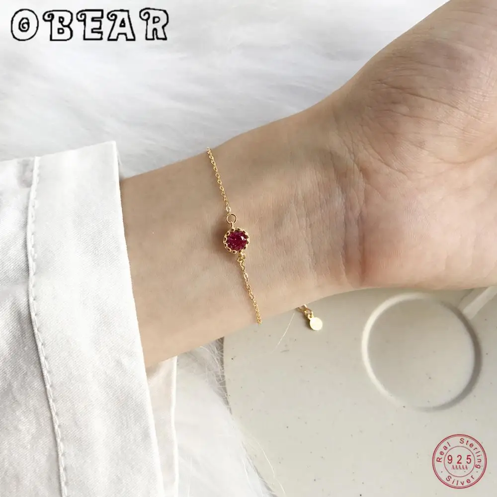 OBEAR 925 Sterling Silver Round Red Zircon Bracelets for Women 18K Yellow Gold Link Chain Girls Wedding Wristband Bracelets
OBEAR 925 Sterling Silver Round Red Zircon Bracelets for Women 18K Yellow Gold Link Chain Girls Wedding Wristband Bracelets