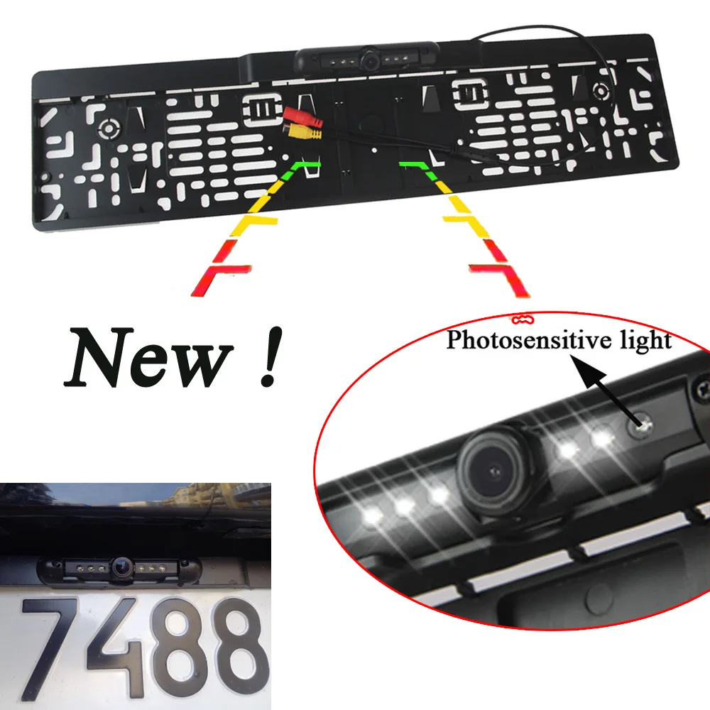 New ! Auto 12V Car Rear View Camera Backup 5 LED & Photosensitive Lamp Night Vision EU License Plate Frame Parking camera
New ! Auto 12V Car Rear View Camera Backup 5 LED & Photosensitive Lamp Night Vision EU License Plate Frame Parking camera