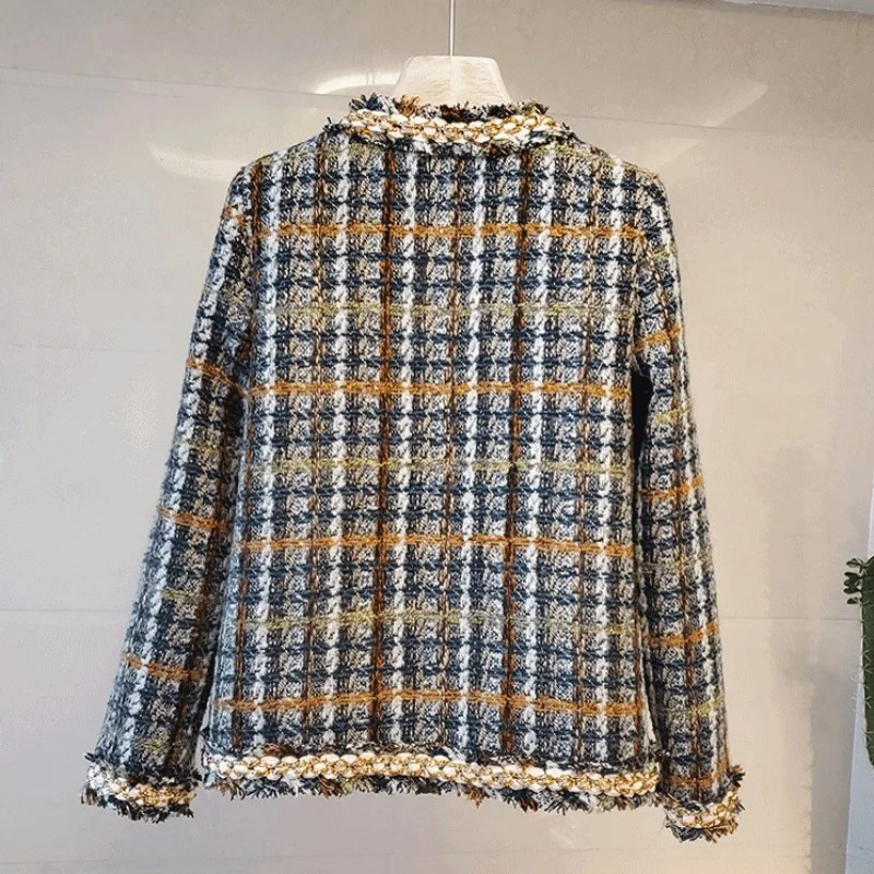 Tweed Elegant Lattice Jacket Office Ladies Fashion O-Neck Long Sleeve Pocket Single Breasted Cardigan Jackets Women Autumn Coat
Tweed Elegant Lattice Jacket Office Ladies Fashion O-Neck Long Sleeve Pocket Single Breasted Cardigan Jackets Women Autumn Coat