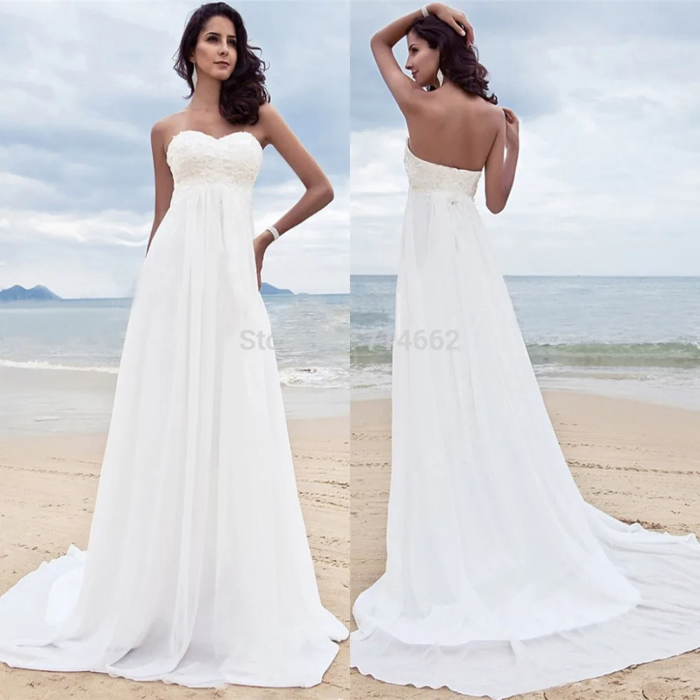 Ivory Sweetheart Beaded Empire Chiffon Wedding Dresses Beach Bridal Gowns 2019 Free Shipping Custom cheap vestido de noiva
Ivory Sweetheart Beaded Empire Chiffon Wedding Dresses Beach Bridal Gowns 2019 Free Shipping Custom cheap vestido de noiva