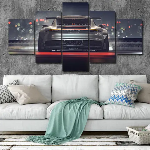 5 Pieces Posters Luxury 911 GT3 Car Wall Art Pictures Home Decor Modular Canvas HD Paintings Living Room Decoration