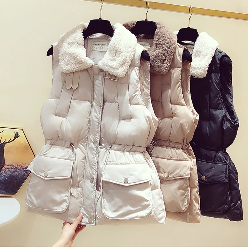 Lamb Hair Vest Female Coats Winter 2024 Korean Loose Long Style Thickened Vest Down Cotton Vest Waistcoat Jacket
Lamb Hair Vest Female Coats Winter 2024 Korean Loose Long Style Thickened Vest Down Cotton Vest Waistcoat Jacket