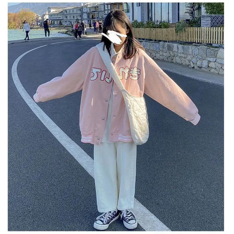 Baseball uniform women 2022 new autumn Korean loose student Japan varsity jacket sweet Preppy girl short cute streetwear
Baseball uniform women 2022 new autumn Korean loose student Japan varsity jacket sweet Preppy girl short cute streetwear