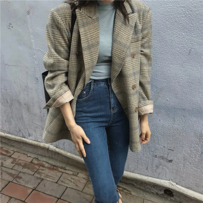 Autumn And Winter Women's Korean Chic Retro Contrast Color Plaid Double-Breasted Loose Wool Suit Jacket
Autumn And Winter Women's Korean Chic Retro Contrast Color Plaid Double-Breasted Loose Wool Suit Jacket