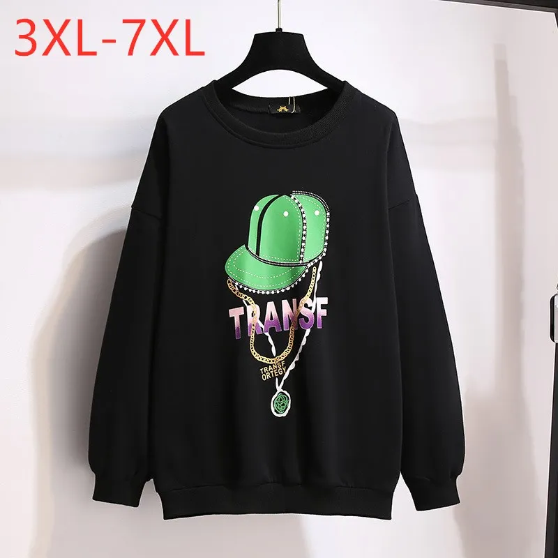 New Fashion Autumn Winter Plus Size Tops For Women Large Loose Long sleeve Black Print Thick Cotton T-shirt 7XL
New Fashion Autumn Winter Plus Size Tops For Women Large Loose Long sleeve Black Print Thick Cotton T-shirt 7XL