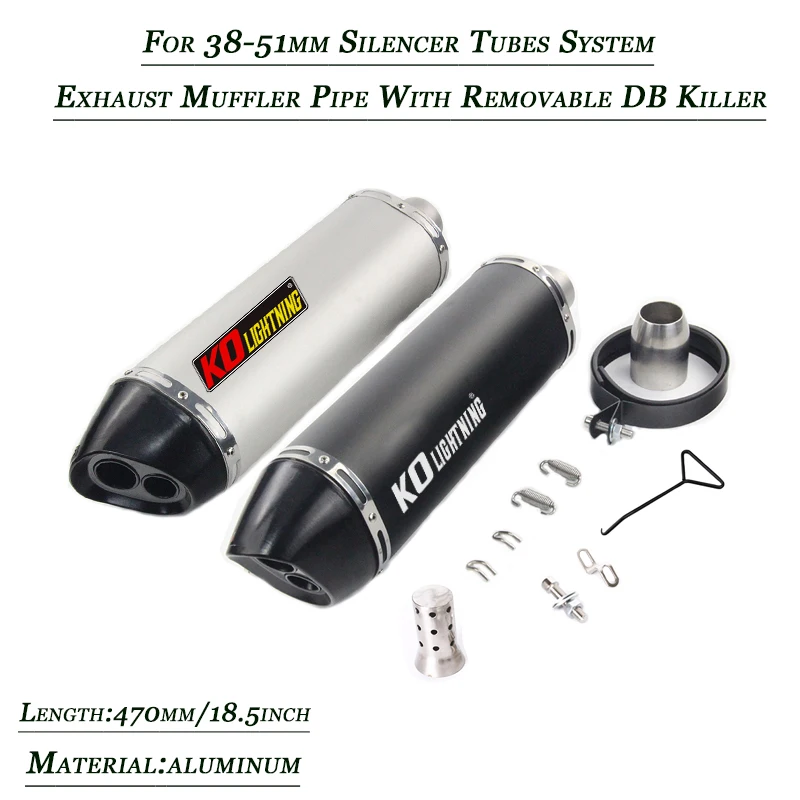 36-51mm Exhaust Muffler Silencer Pipe With Removable DB Killer Refit Motorcycle Tail Vent Tubes Double outlet Aluminum System
36-51mm Exhaust Muffler Silencer Pipe With Removable DB Killer Refit Motorcycle Tail Vent Tubes Double outlet Aluminum System