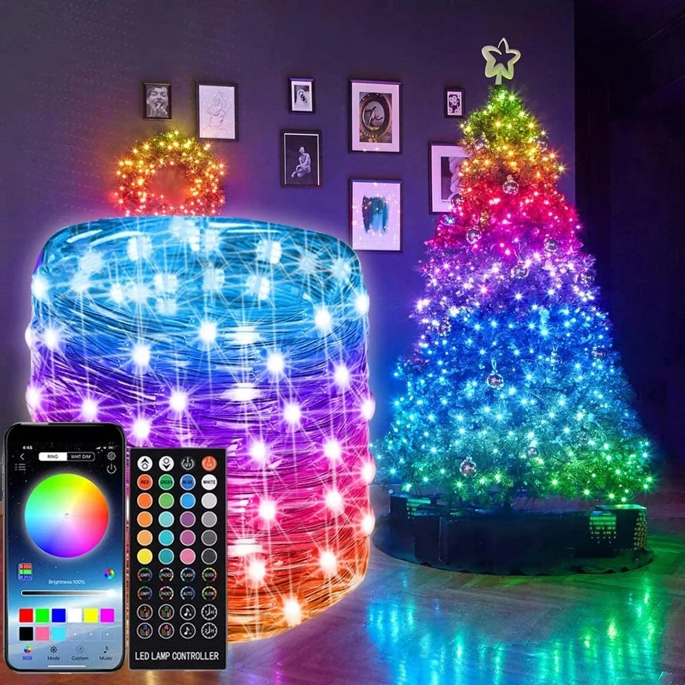 Led Fairy Lights Copper Wire String With Phone APP Control RGB Strip Lamp Christmas Party Decoration Outdoor Holiday Lighting
Led Fairy Lights Copper Wire String With Phone APP Control RGB Strip Lamp Christmas Party Decoration Outdoor Holiday Lighting