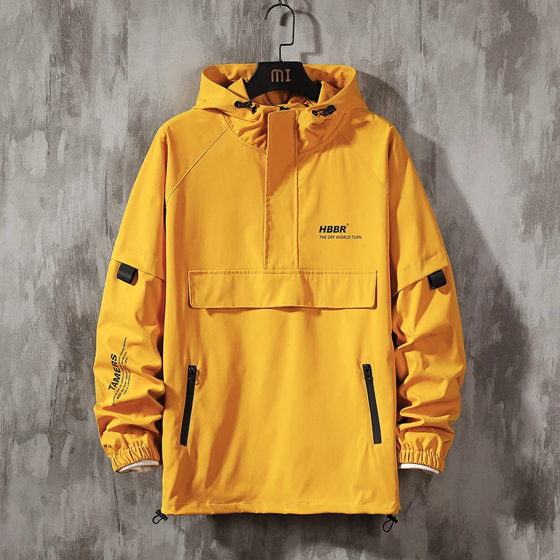 2023 Men Streetwear Jackets Coats Men Hip Hop Harajuku Hooded Pullover Jacket Men Windbreaker Overcoat Male Soild Color Outwear
2023 Men Streetwear Jackets Coats Men Hip Hop Harajuku Hooded Pullover Jacket Men Windbreaker Overcoat Male Soild Color Outwear