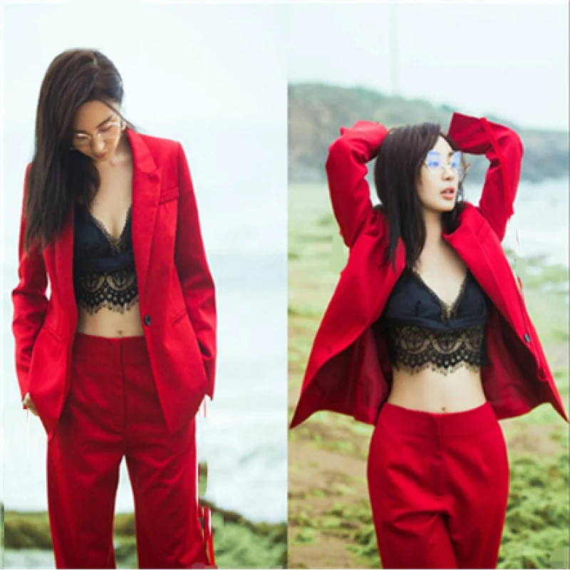 Red Women Business Two Piece Suits Slim Ladies Formal Pant Suit Office Uniform Design Wide leg pants women suits office sets
Red Women Business Two Piece Suits Slim Ladies Formal Pant Suit Office Uniform Design Wide leg pants women suits office sets